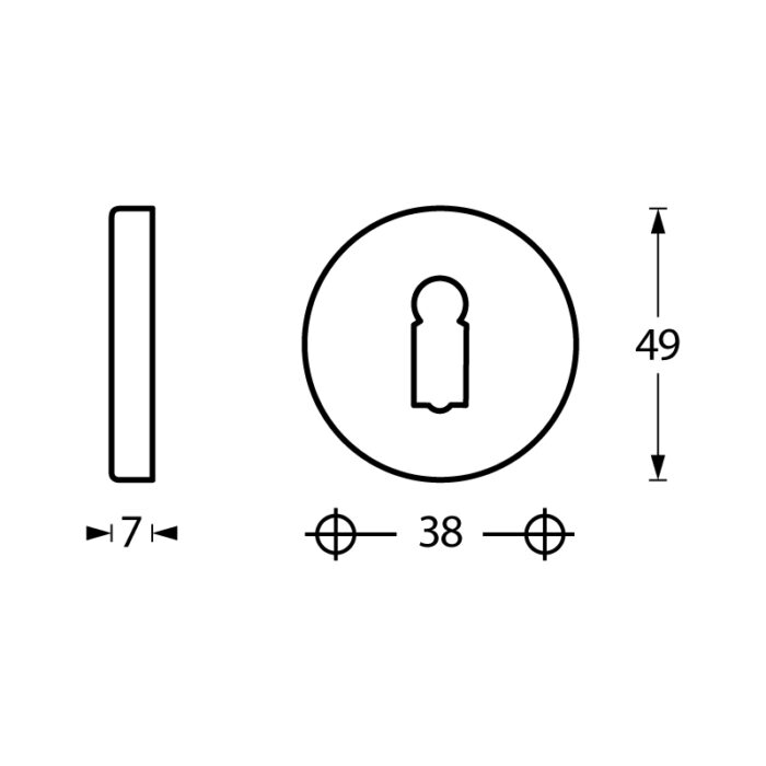 Intersteel Rosette keyhole round concealed nickel 1