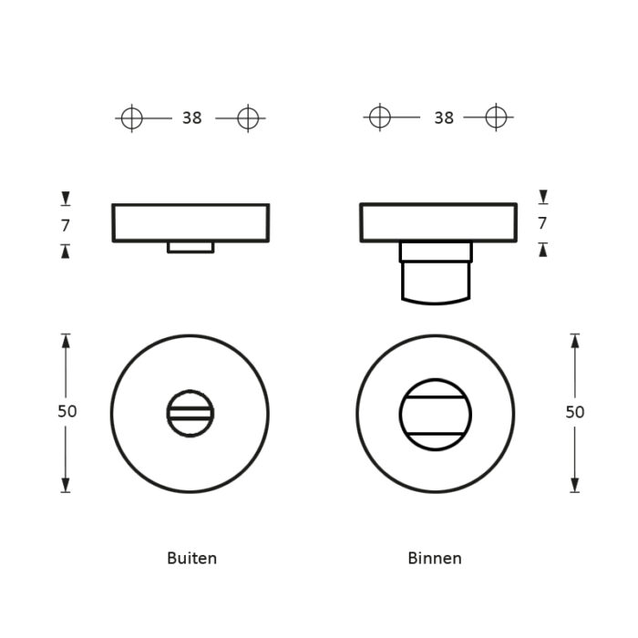 Intersteel Rosette toilet bathroom closure brass titanium PVD 1