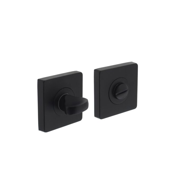 Interacier | Serrure de toilette/salle de bain à rosace | Carré | Noir mat