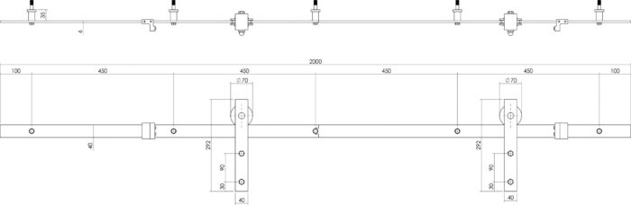 Intersteel Système de porte coulissante Basic noir mat 1 échelle