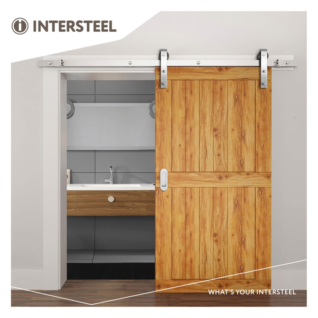 Intersteel Sliding door system Basic brushed stainless steel 2, sliding door