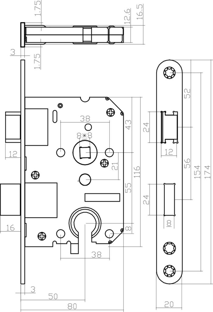 Intersteel Cylindre pour immeuble d&#39;habitation serrure jour et nuit 55 mm noir 1