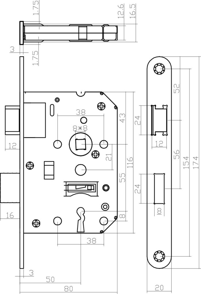 Intersteel Woningbouw klavier dag en nachtslot wit 55 mm 1