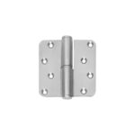 Ball pin hinge DIN left 89 x 89 mm with round corner brushed stainless steel incl. screws