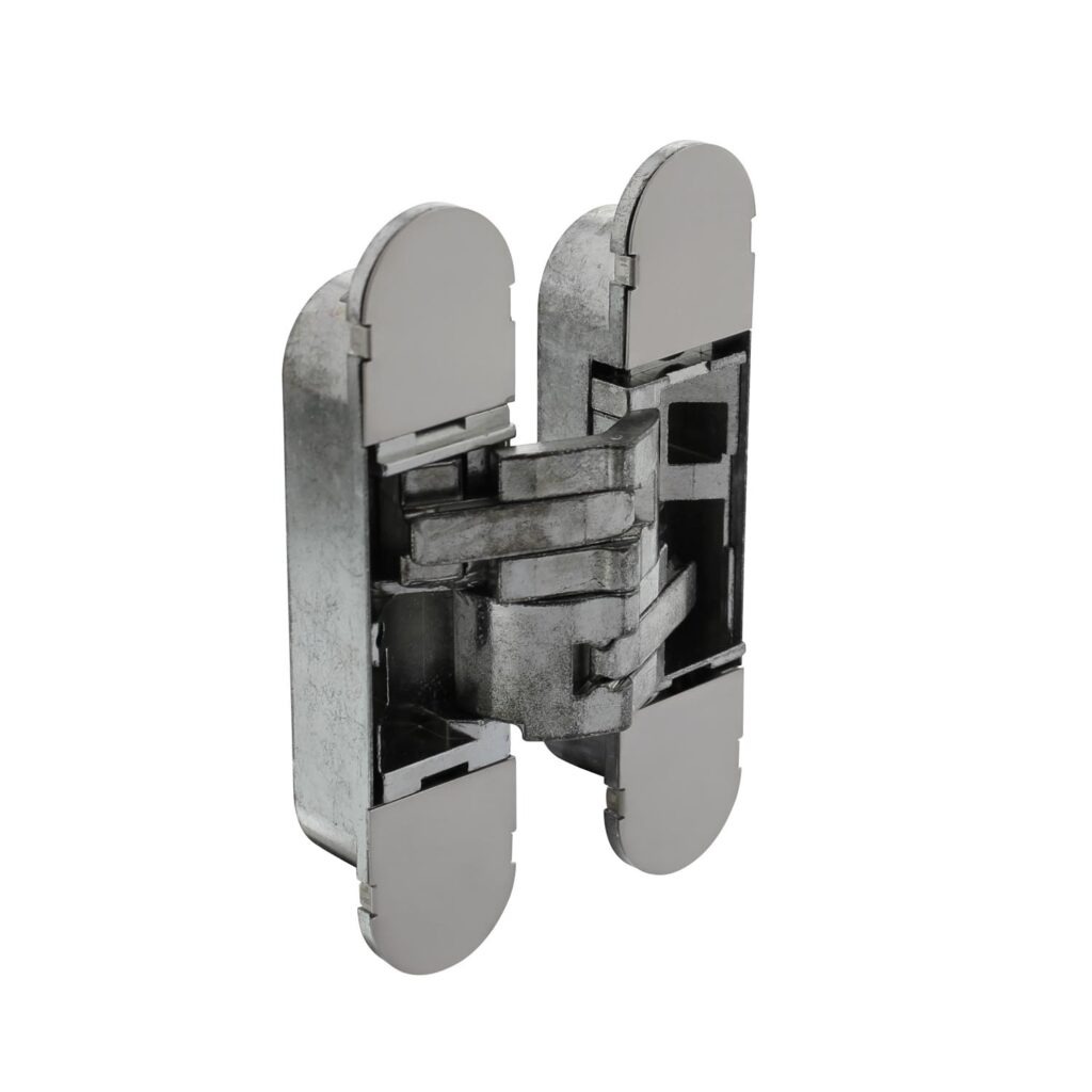 Invisible concealed hinge 130 x 30 mm zinc alloy nickel 3D adjustable