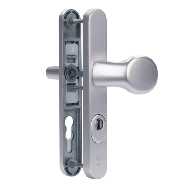 Dieckmann Kronos narrow door front door fitting with fixed handle and rounded shield D2000/K2/045