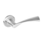 Butterfly door handle, on rosette, brushed stainless steel