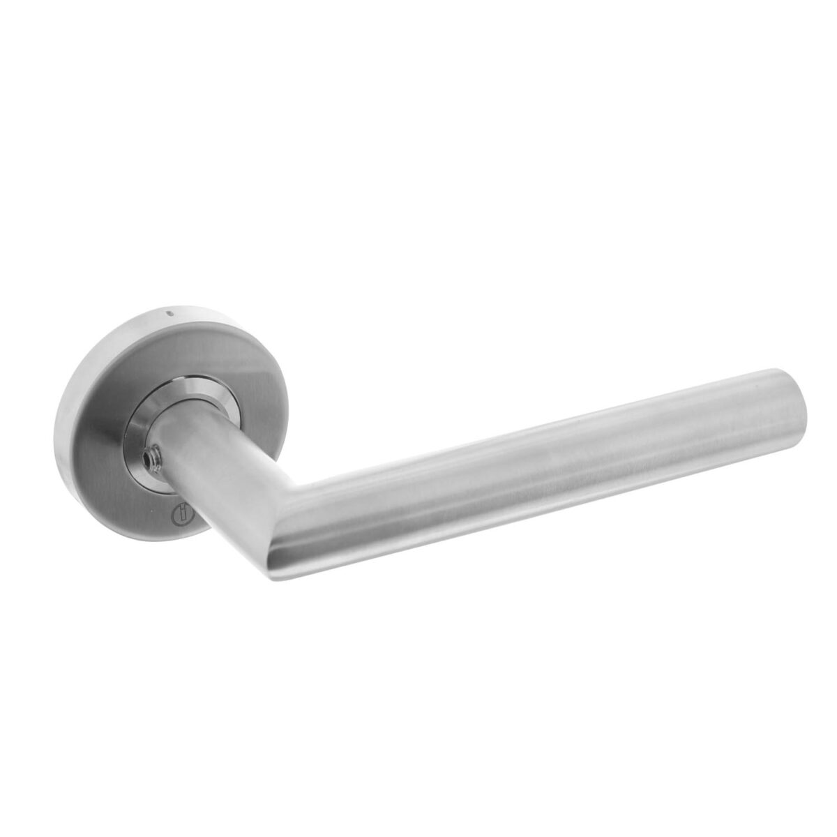 Buy top quality door fittings, corner door handle, on rosette, stainless steel, brushed