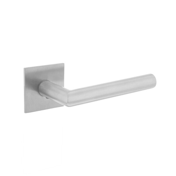 Intersteel Door handle Angle 90° on square magnet rosette, on rosette, stainless steel, brushed, door handle Corner