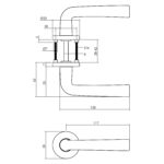 LINE DRAWING_DOOR HANDLE CONICAL AND ROSETTE WITH CAM ALUMINUM F1