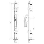 LINE DRAWING_DOOR SPAGNOLET SKG2 LOCKABLE RS 2200MM WITH EXCHANGEABLE CYLINDER, COLOR 9010 WHITE