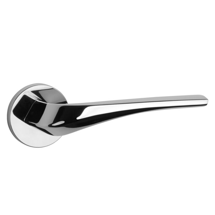 Poignée de porte pleine Aprile Dalia Chrome Poli sur Rosace Ronde