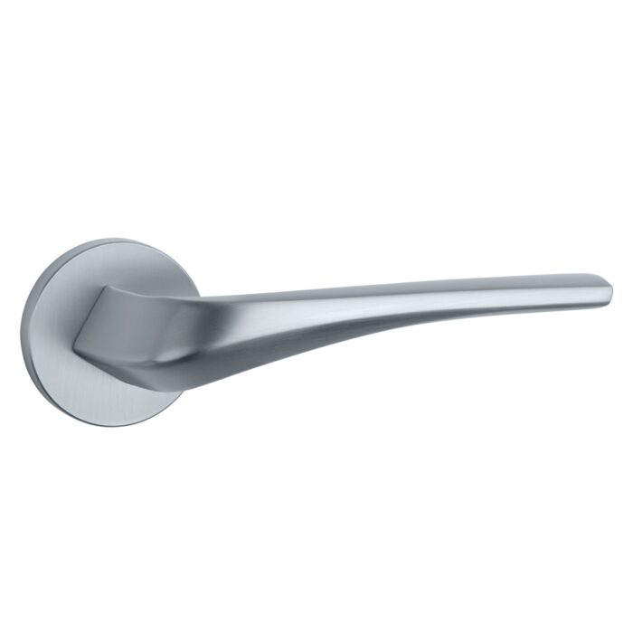 Aprile Solid Door Handle Dalia Matt Chrome on Round Rosette