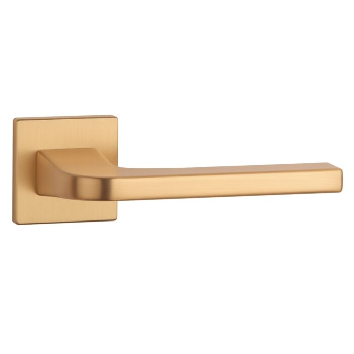 Poignée de porte pleine Aprile Ismena Or Mat sur Rosace Carrée