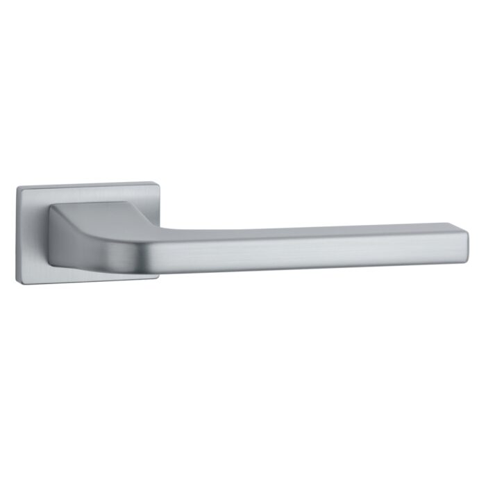 Aprile Solid Door Handle Ismena Matt Chrome on Rectangular Rosette