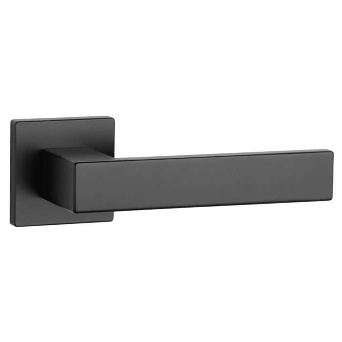 Aprile Solid Door Handle Pina Square Black on Square Rosette