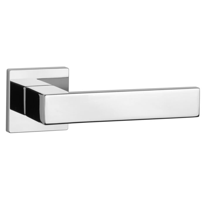 Poignée de porte pleine Aprile Pina Carrée Chrome Poli sur Rosace Carrée