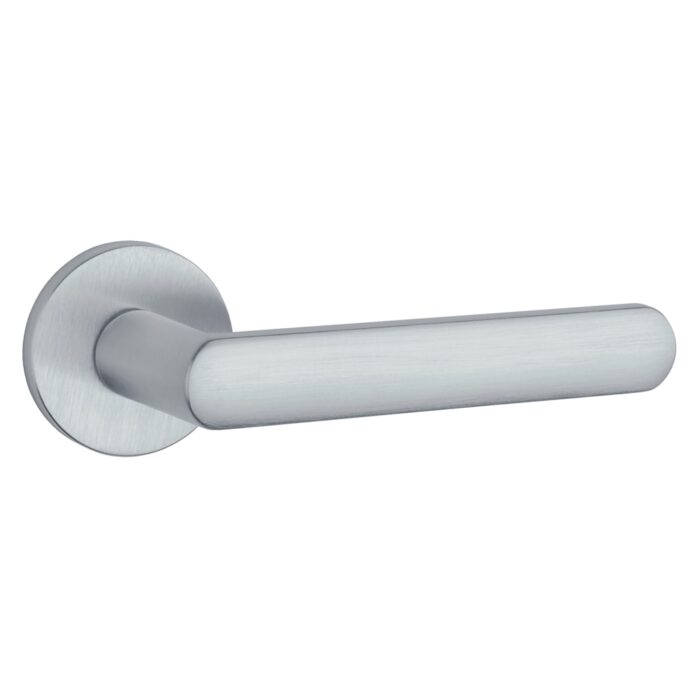 Poignée de porte pleine Aprile Fragola Chrome mat sur rosace ronde