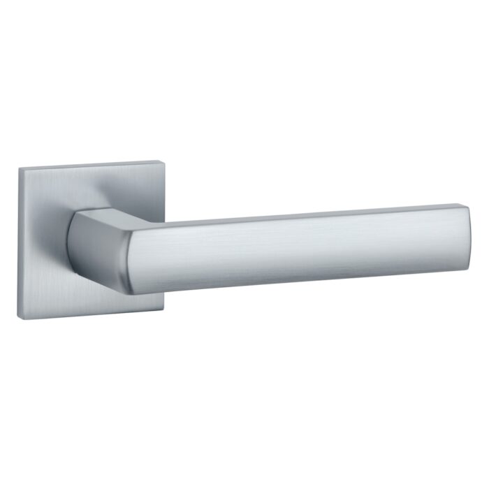 Aprile Solid Door Handle Hosta Matt Chrome on Square Rosette
