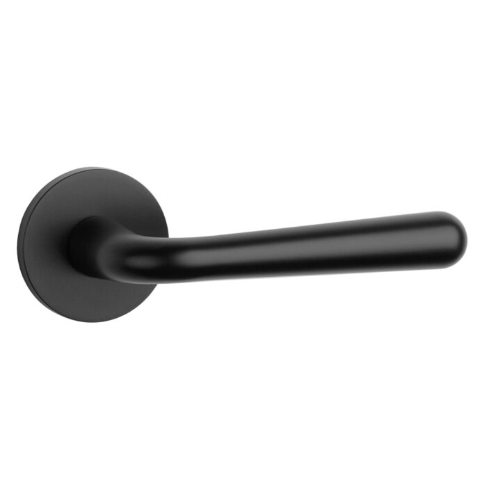Poignée de porte pleine Aprile Irga Noir Mat sur Rosace Ronde