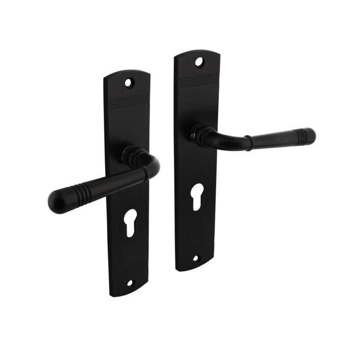 Intersteel Deurkruk Emily op schild Profielcilindergat 55mm – PC55 – mat zwart