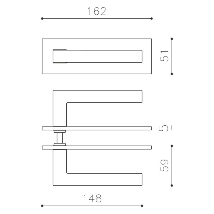 OLIVARI DOOR HANDLE ABC ON HORIZONTAL SHIELD STAINLESS STEEL MATT TITAN PVD2