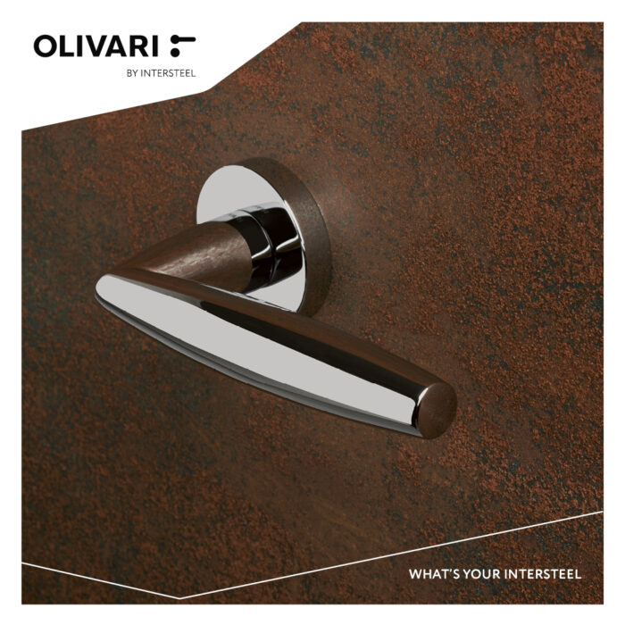 POIGNÉE DE PORTE OLIVARI AURELIA SUR ROSET CHROME1