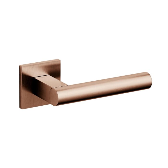 Olivari | Door handle Euclide Q on rosette | Copper Mat Titan Pvd