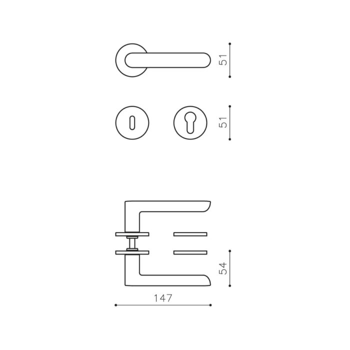 POIGNÉE DE PORTE OLIVARI ICONA SUR ROSACE CHROME MAT2