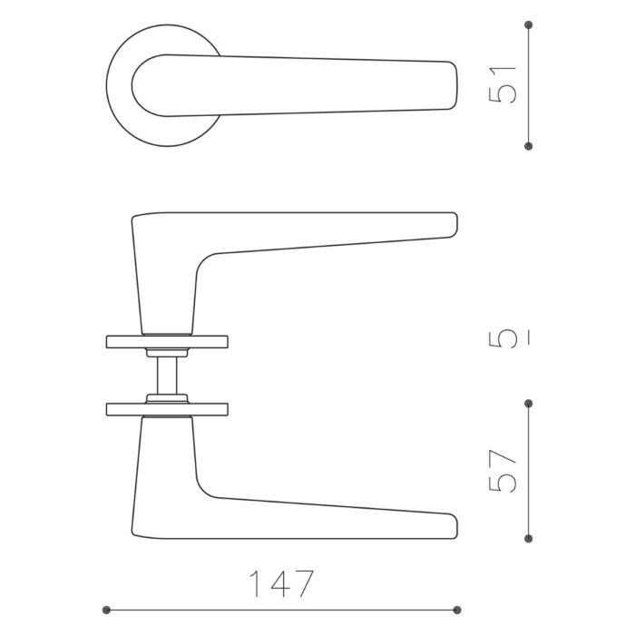OLIVARI DOOR HANDLE LUGANO ON ROSETTE STAINLESS STEEL MAT TITAN PVD1
