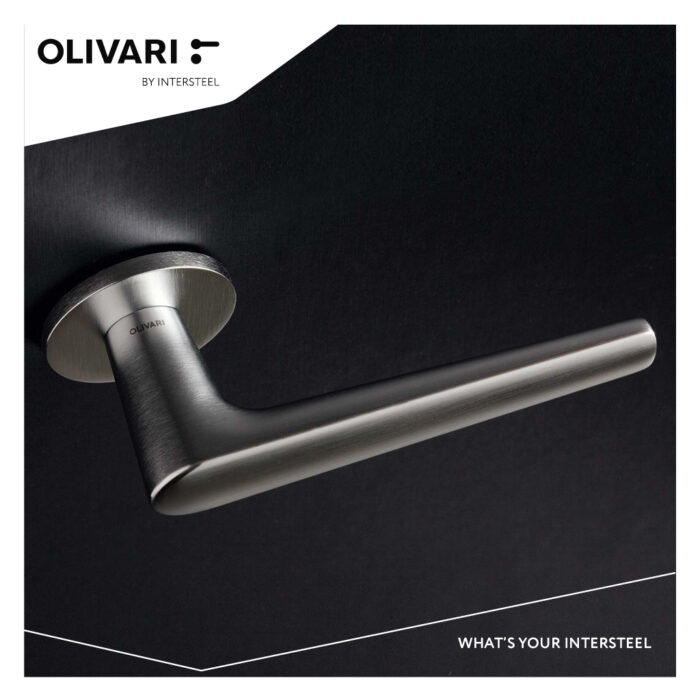 OLIVARI DOOR HANDLE LUGANO ON ROSE STAINLESS STEEL MAT TITAN PVD2