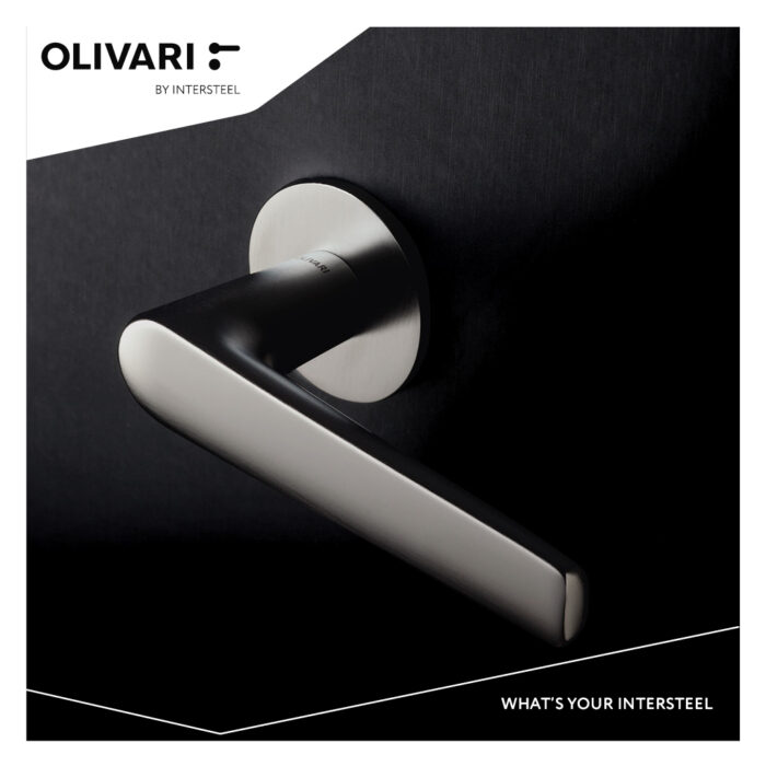 OLIVARI DOOR HANDLE LUGANO ON ROSE STAINLESS STEEL MAT TITAN PVD3