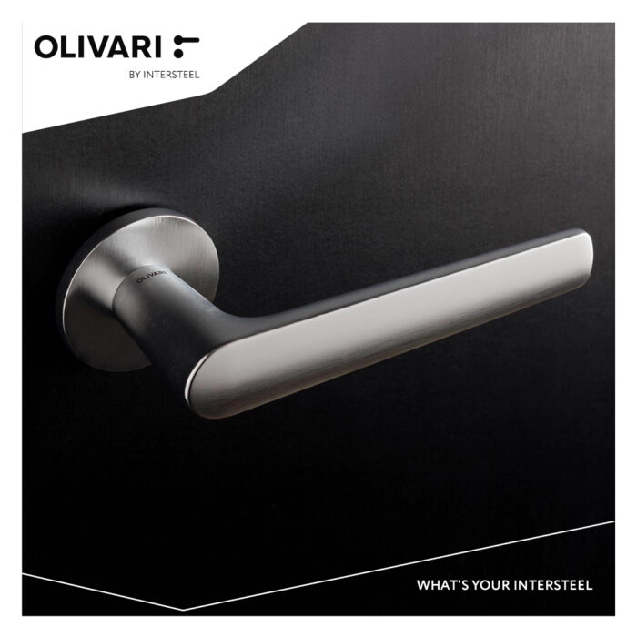 OLIVARI DOOR HANDLE LUGANO ON ROSE STAINLESS STEEL MAT TITAN PVD4