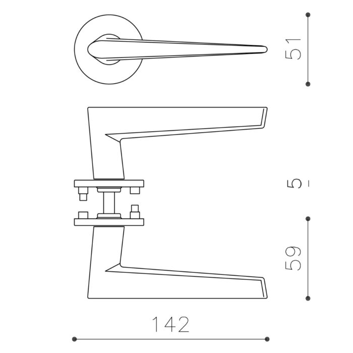 OLIVARI DOOR HANDLE NINA ON ROSE STAINLESS STEEL MAT TITAN PVD4