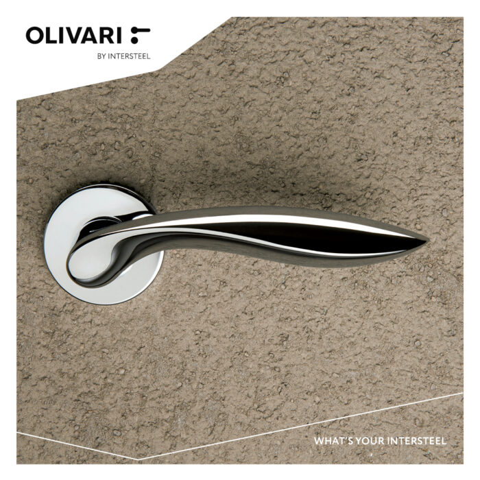 POIGNÉE DE PORTE OLIVARI ONDA SUR ROSE CHROME1
