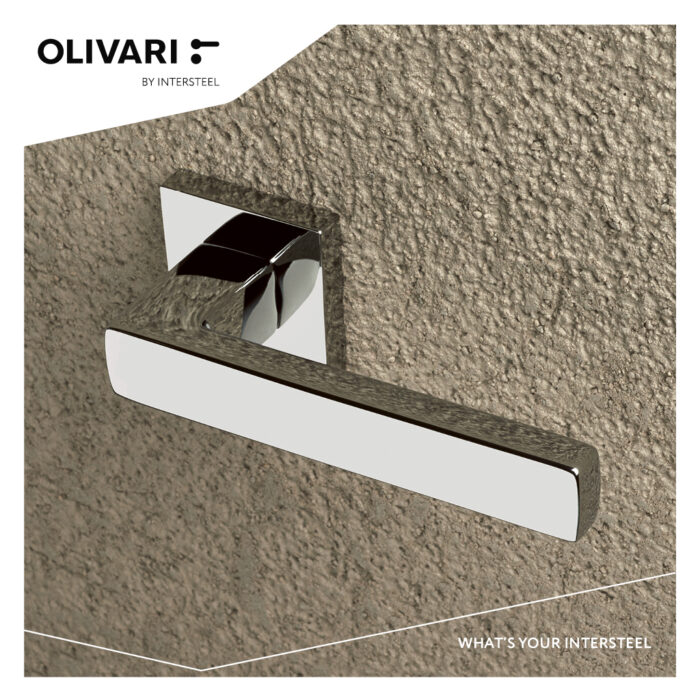 POIGNÉE DE PORTE OLIVARI PLANET Q SUR ROSE CHROME1 1