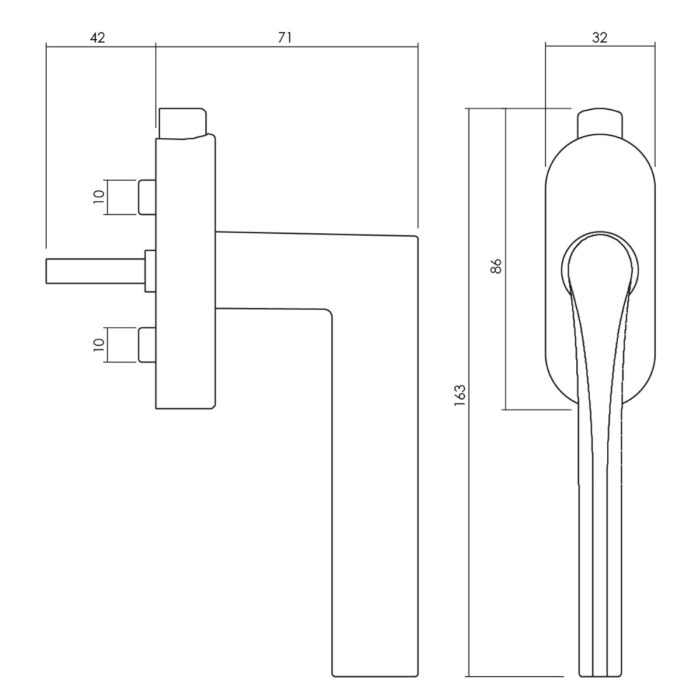Olivari window handle Fin lockable nickel matt titanium PVD1