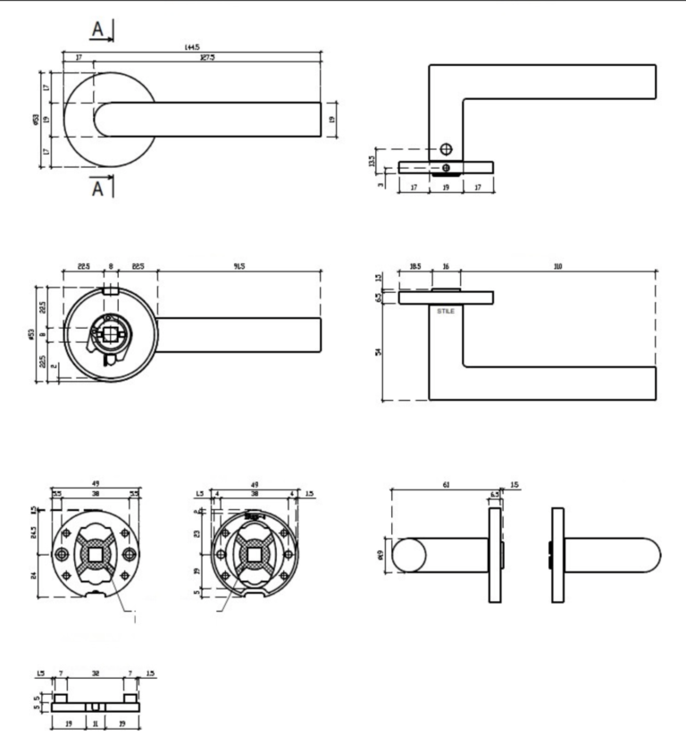 line drawing Stile door handles Yuza