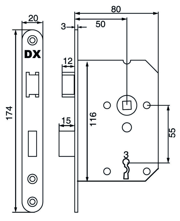 DX lijntekening Dag & nachtslot