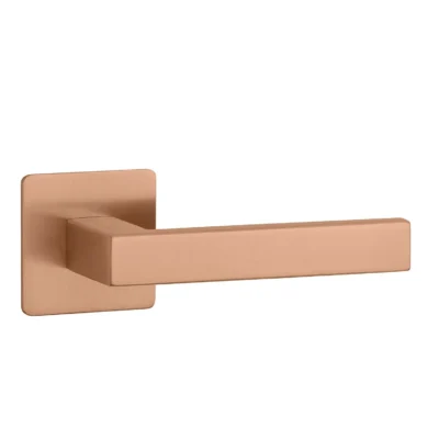 STRONG Copper PVD door handles KVADRAT 1760 on Ultra thin rosettes of 3 mm