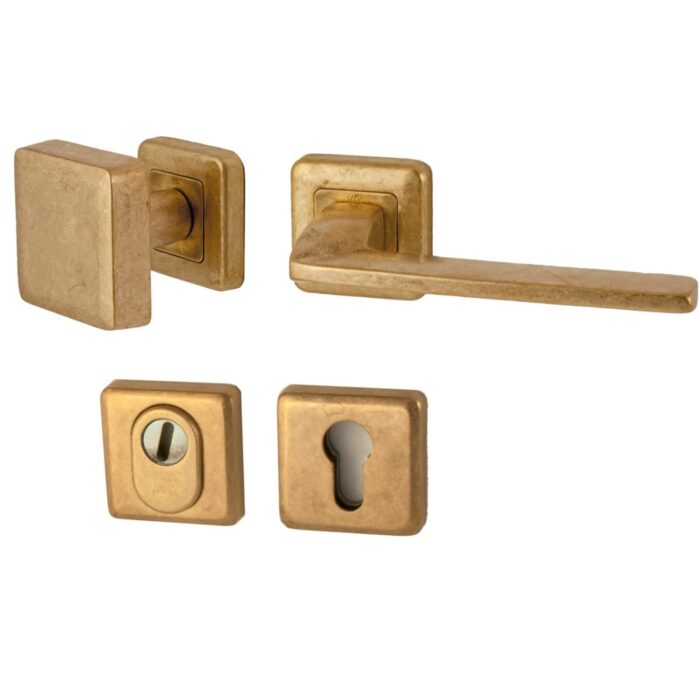 Garniture de porte d&#39;entrée QBE Laiton Tumbled