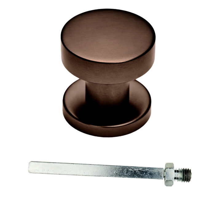 Bouton de porte d&#39;entrée HDD Pro, dessus plat sur rosace, bronze mat