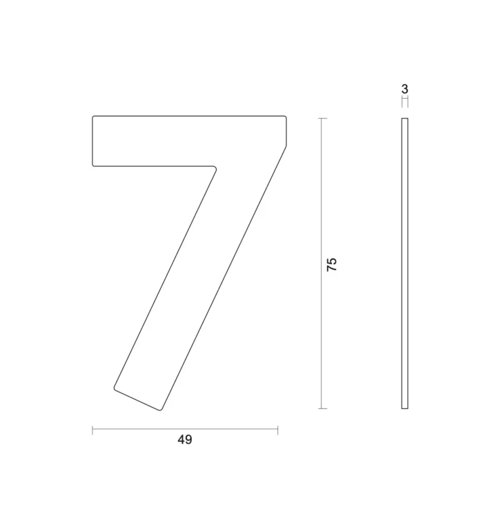 hdd house number flat 7 self-adhesive 75mm stainless steel