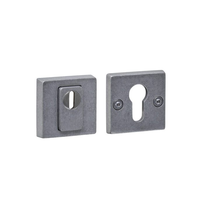 Intersteel Safety rosette SKG3 Square with cylinder hole stainless steel tumbled