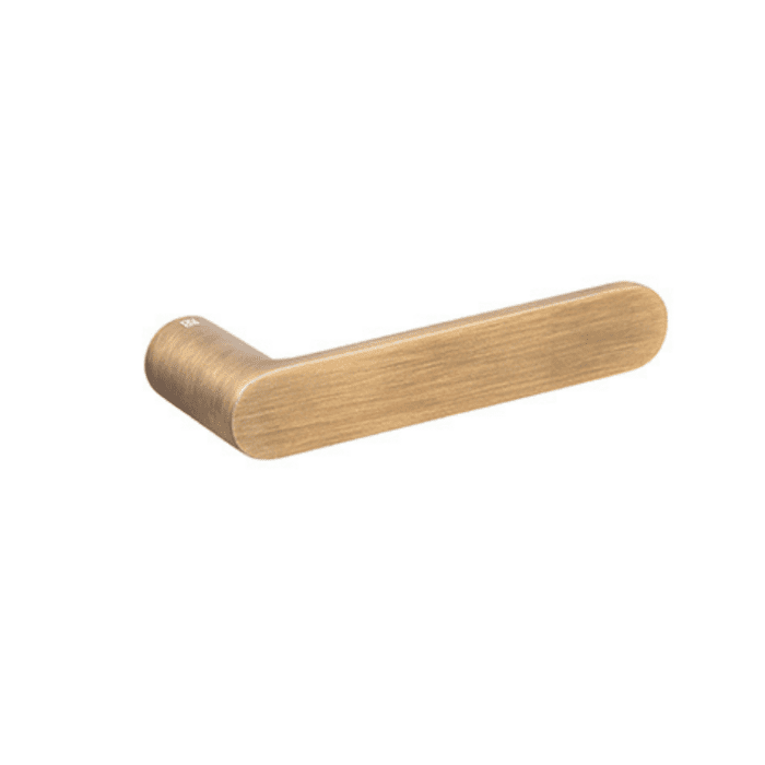 Nuda door handle pure brushed gold on minimalist rosette