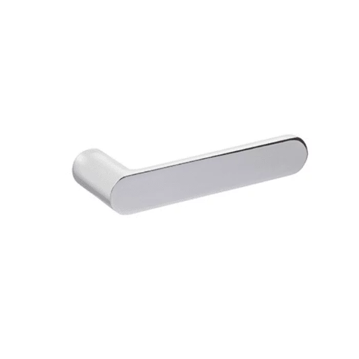 Nuda door handle pure polished chrome on minimalist rosette