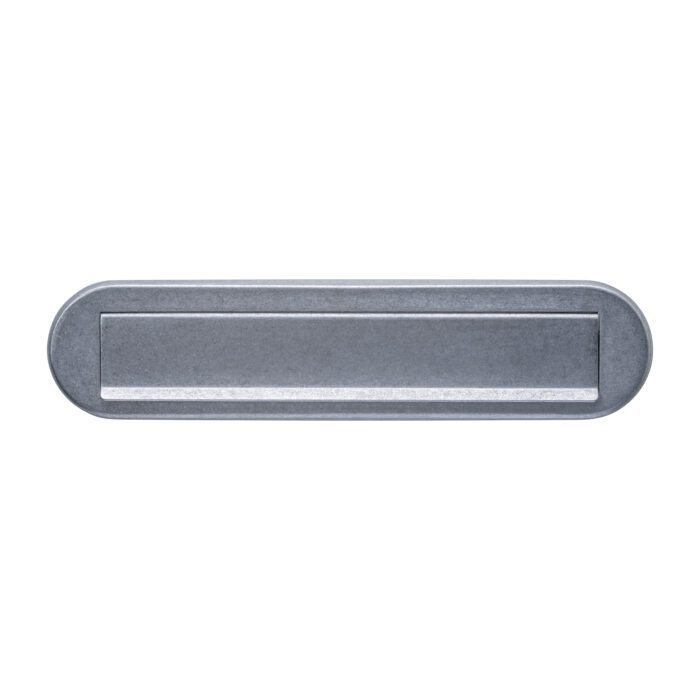 Boîte à lettres intersteel ovale avec soupape / bord de pluie en acier inoxydable dégringolé 340x80 mm