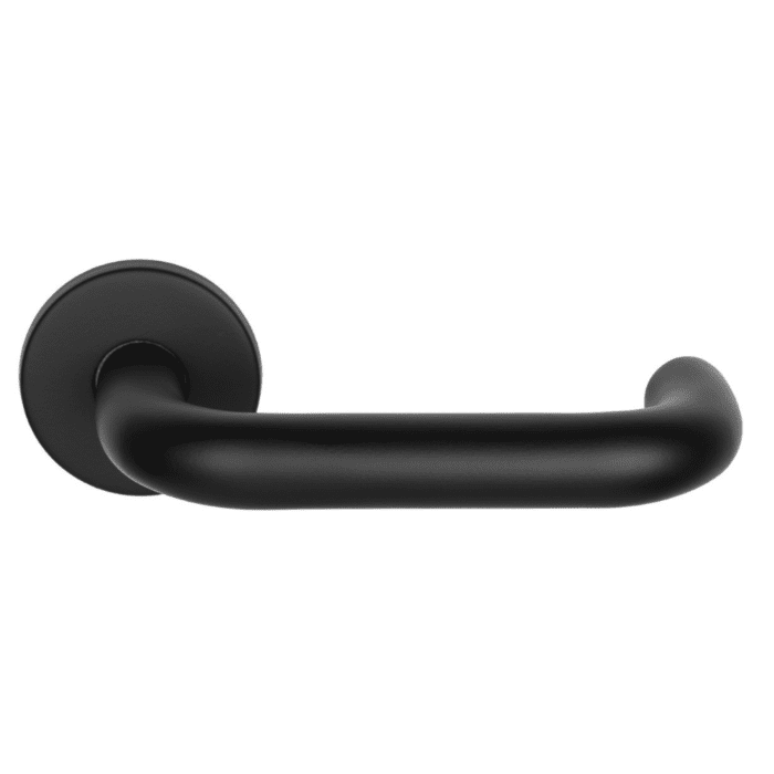 Formani | Door handle basic lb1-19 on round rosette | EN1906 Class 3 | Matte black