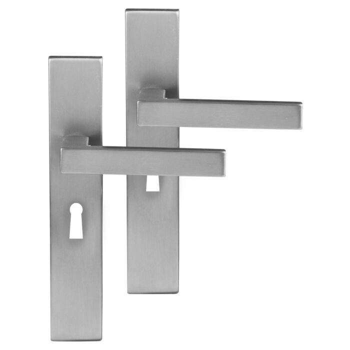 Différent | Poignée de porte de Tilburg | Bouclier carré | clé 56 mm | chrome mat