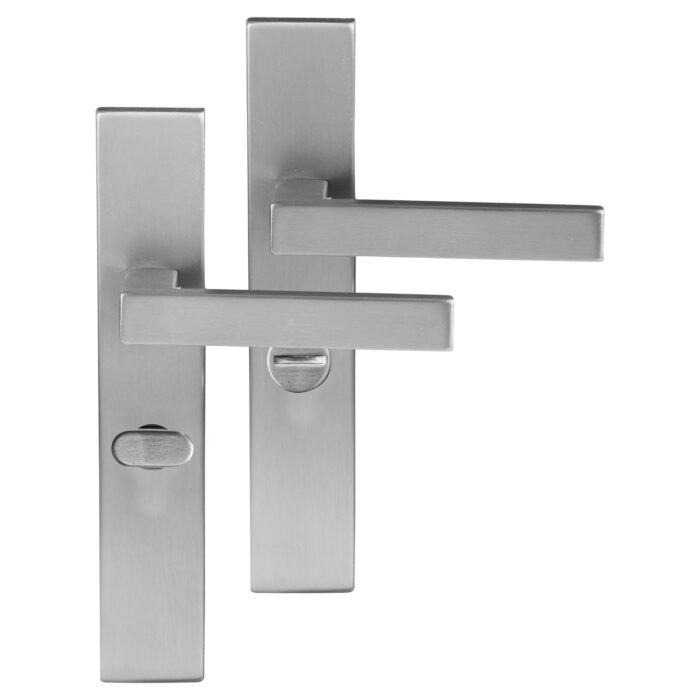 Différent | Poignée de porte de Tilburg | Bouclier carré | WC 63 mm | chrome mat